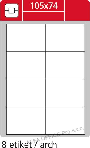 Print etikety A4 pro laserový a inkoustový tisk - 105 x 74 mm (8 etiket / arch ) / snímate