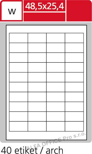 Print etikety A4 pro laserový a inkoustový tisk - 48,5 x 25,4 mm (40 etiket / arch ) / tra