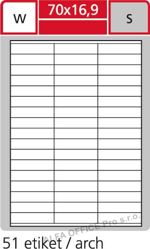 Print etikety A4 pro laserový a inkoustový tisk - 70 x 16,9 mm (51 etiket / arch ) / trans