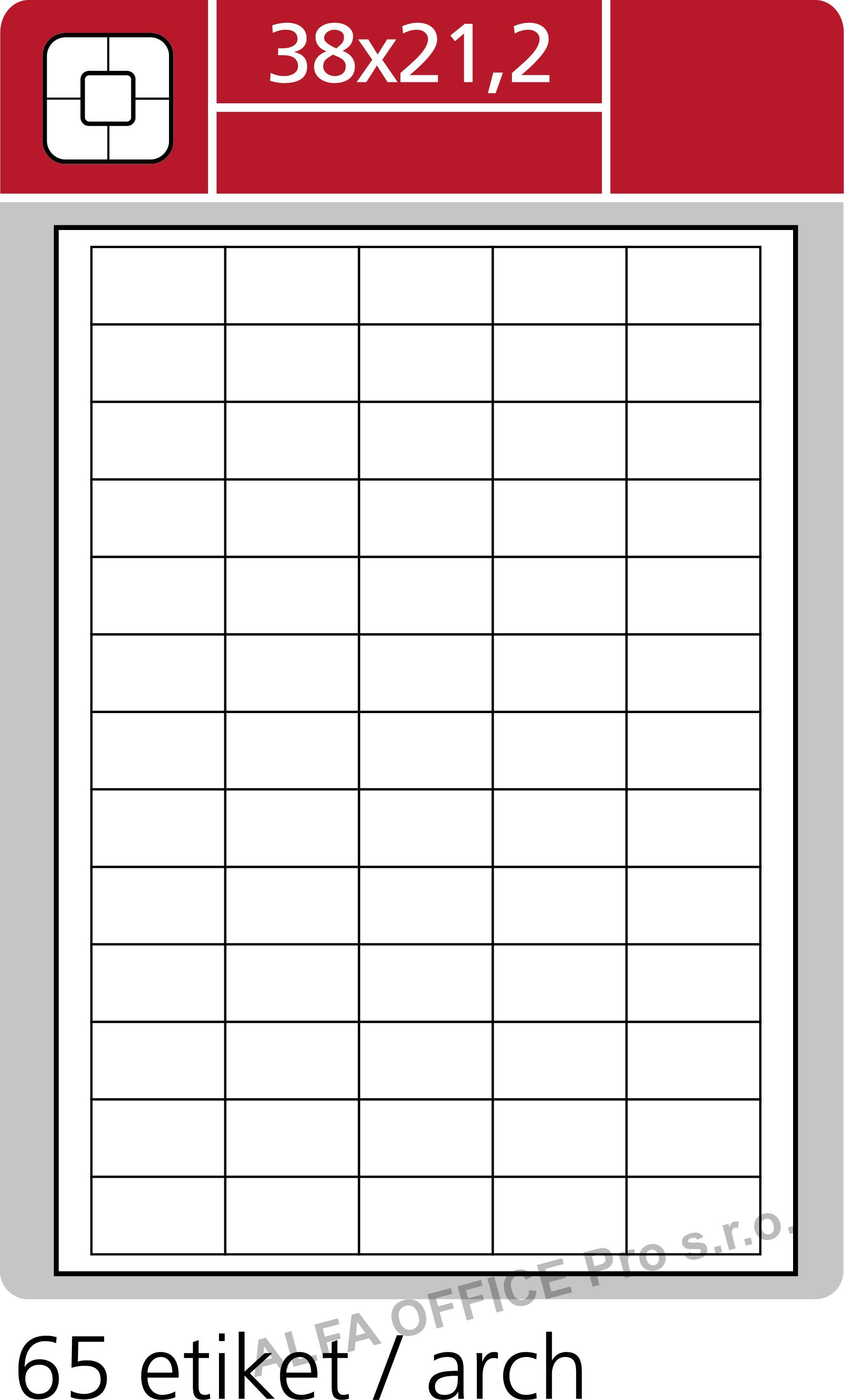 Print etikety A4 pro laserový a inkoustový tisk - 38 mm x 21,2 mm (65 etiket / arch)