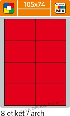 Print etikety A4 pro laserový a inkoustový tisk - 105 x 74 mm (8 etiket/ arch) červená