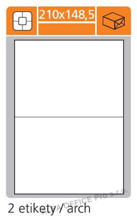 Print etikety A4 PLUS pro laserový a inkoustový tisk - 210 x 148,5mm (2 etikety / arch)