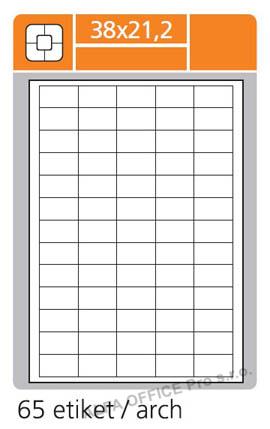 Print etikety A4 pro laserový a inkoustový tisk / 30 archů - 38 x 21,2 mm (65 etiket / arc