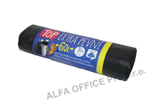 Pytle do koše Vipor Top stahovací - 60x70cm / 60l / 35my / 10ks / černá / extra pevné