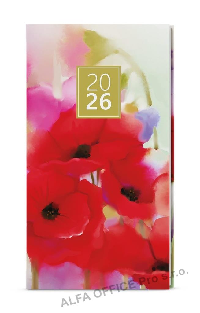 Diář LAMINO - týdenní kapesní / máky