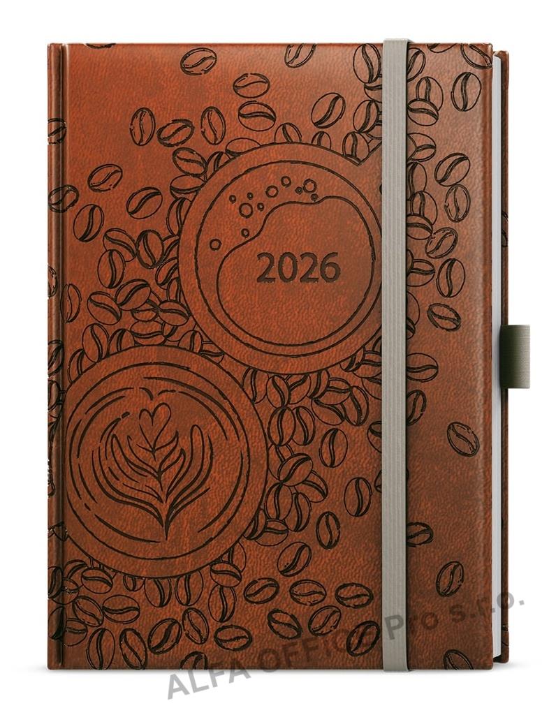 Diář VIVELA EXTRA - B6 / denní / káva