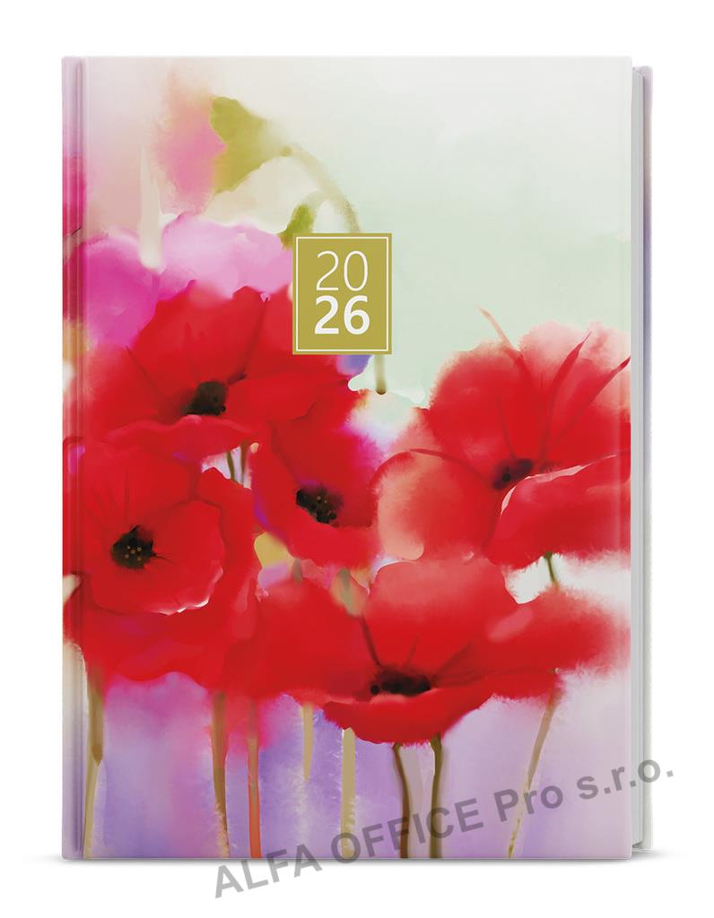 Diář LAMINO - A5 / denní / máky