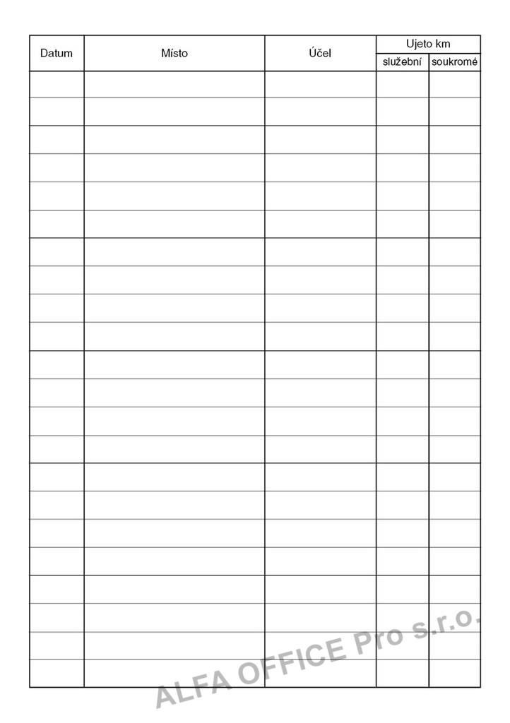 Kniha jízd firemního i soukromého vozidla Baloušek A5 / 52 listů / ET320