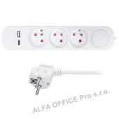 Prodlužovací přívody s USB A+C - 3 zásuvky / 2  m