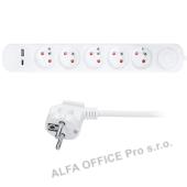 Prodlužovací přívody s USB A+C - 5 zásuvek / 3 m