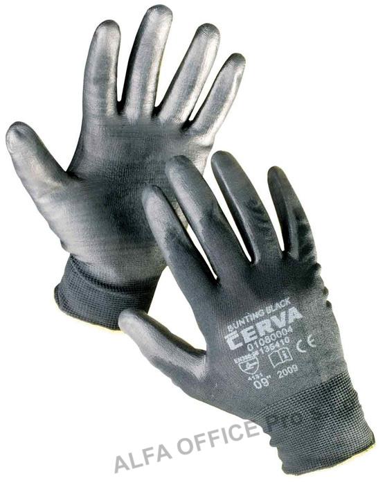 Ochranné rukavice bezešvé - BUNTING / černé / vel.8