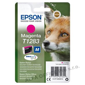 Epson originální ink C13T12834022, T1283, magenta, blistr, 3,5ml, Epson Stylus S22, SX125,