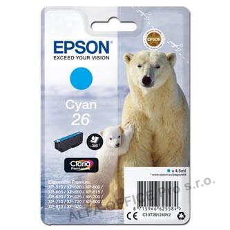 Epson originální ink C13T26124012, T261240, cyan, 4,5ml, Epson Expression Premium XP-800, 