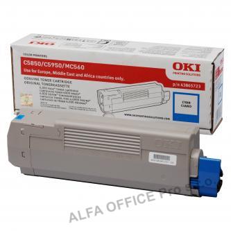 OKI originální toner 43865723, cyan, 6000str., OKI C5850, 5950, MC560, MC560n, MC560dn