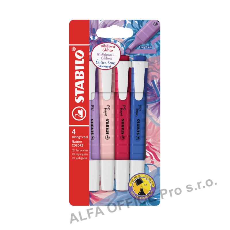 Zvýrazňovač STABILO® SWING Cool NatureCOLORS Wildflower - sada 4 ks