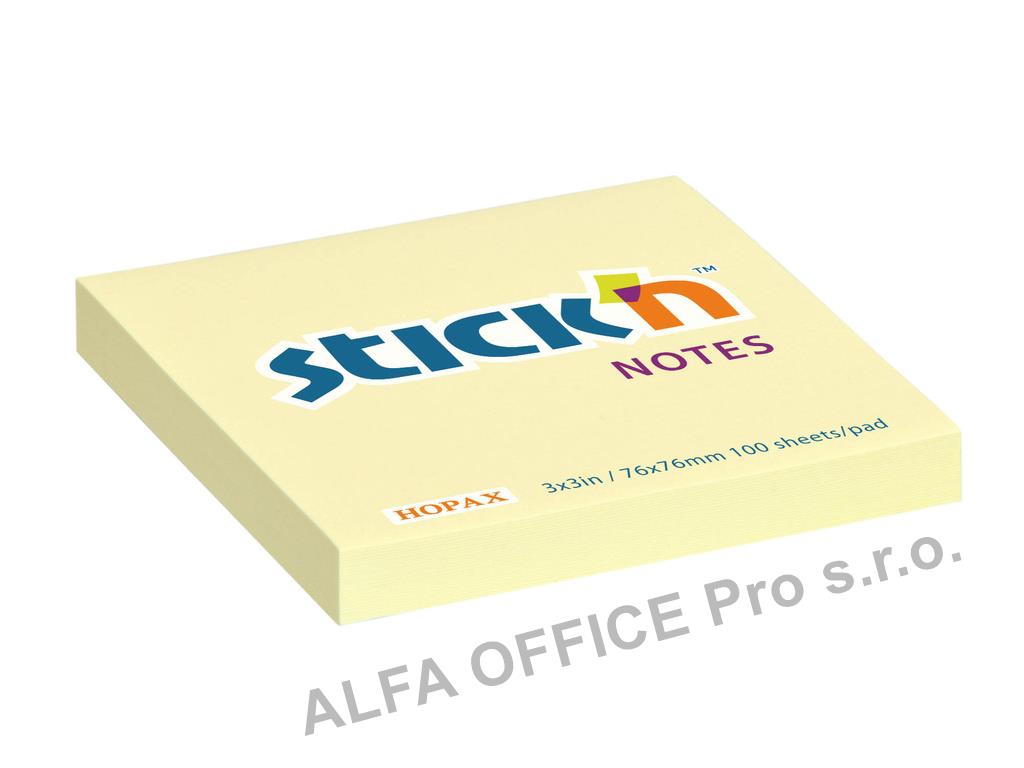Samolepicí bločky Stick´n by Hopax žluté - 76 x 76 mm / 100 lístků