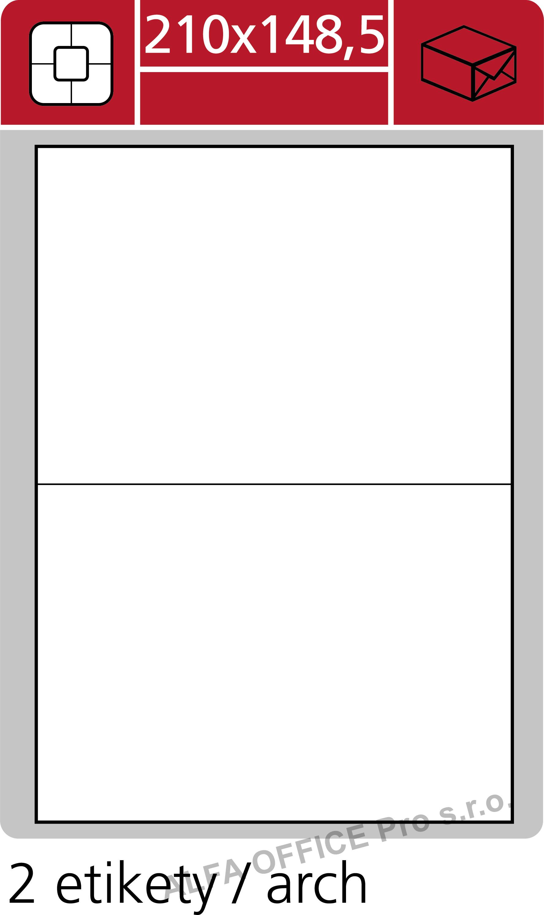 Print etikety A4 pro laserový a inkoustový tisk - 210 x 148,5 mm (2 etikety / arch)