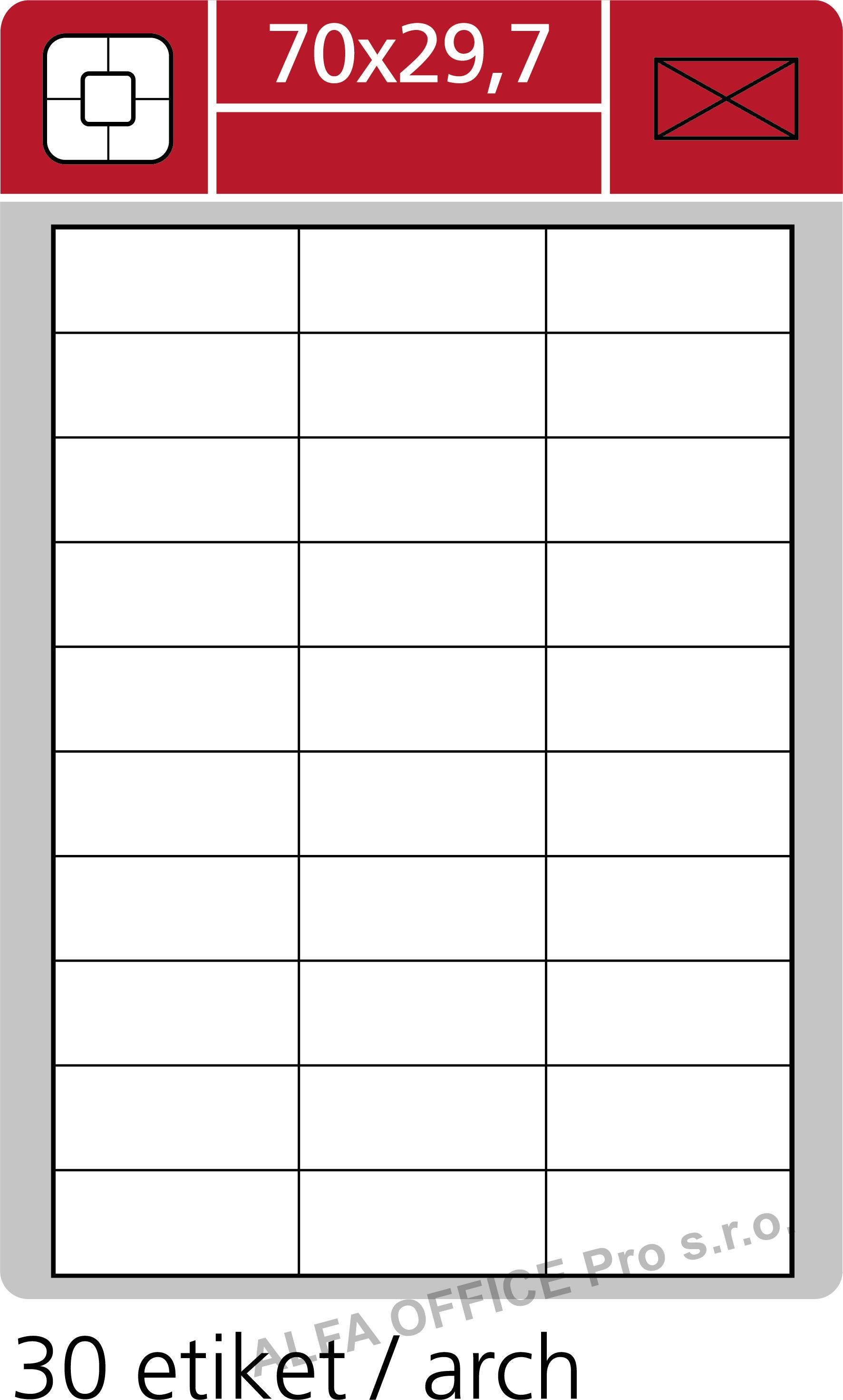 Print etikety A4 pro laserový a inkoustový tisk - 70 x 29,7 mm (30 etiket / arch)