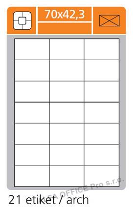 Print etikety A4 pro laserový a inkoustový tisk / 30 archů - 70 x 42,3 mm (21 etikety / ar